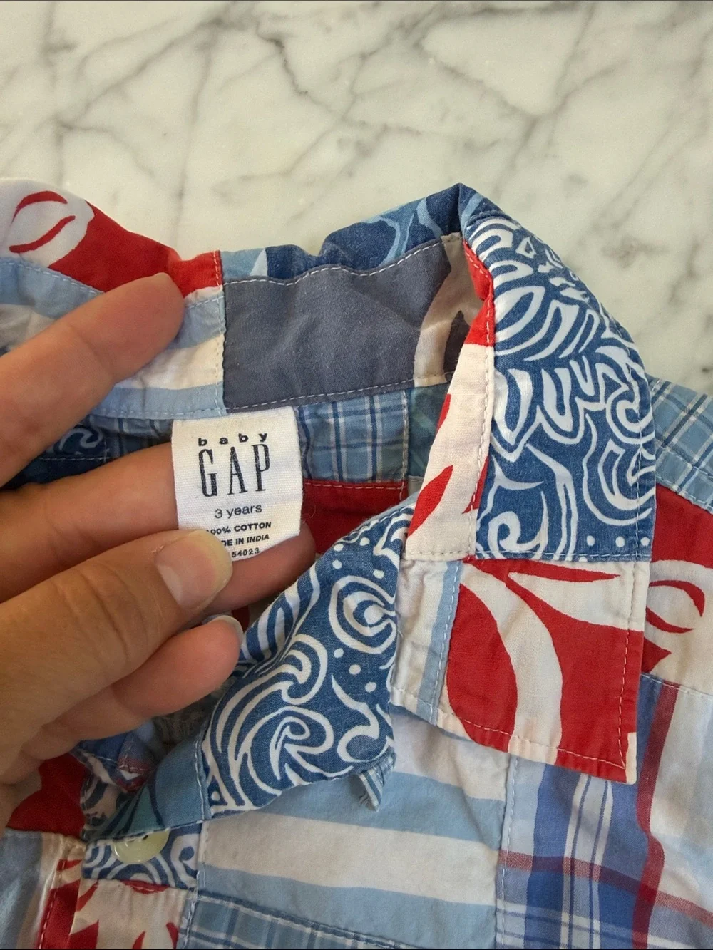 Toddler Sz 3T Patchwork Hawaiian Shirt Gap Blue & Red